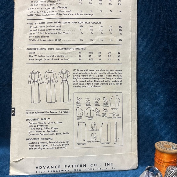 Women's Vintage “Advance 8043” Sewing Dress Pattern-Size 12 - Picture 3 of 5